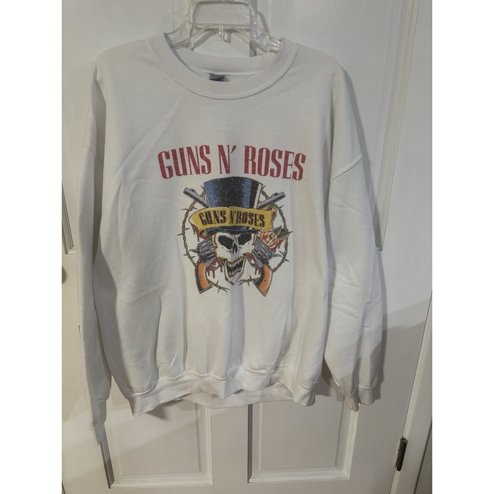 Guns And Roses Sweatshirt White Gildan XL